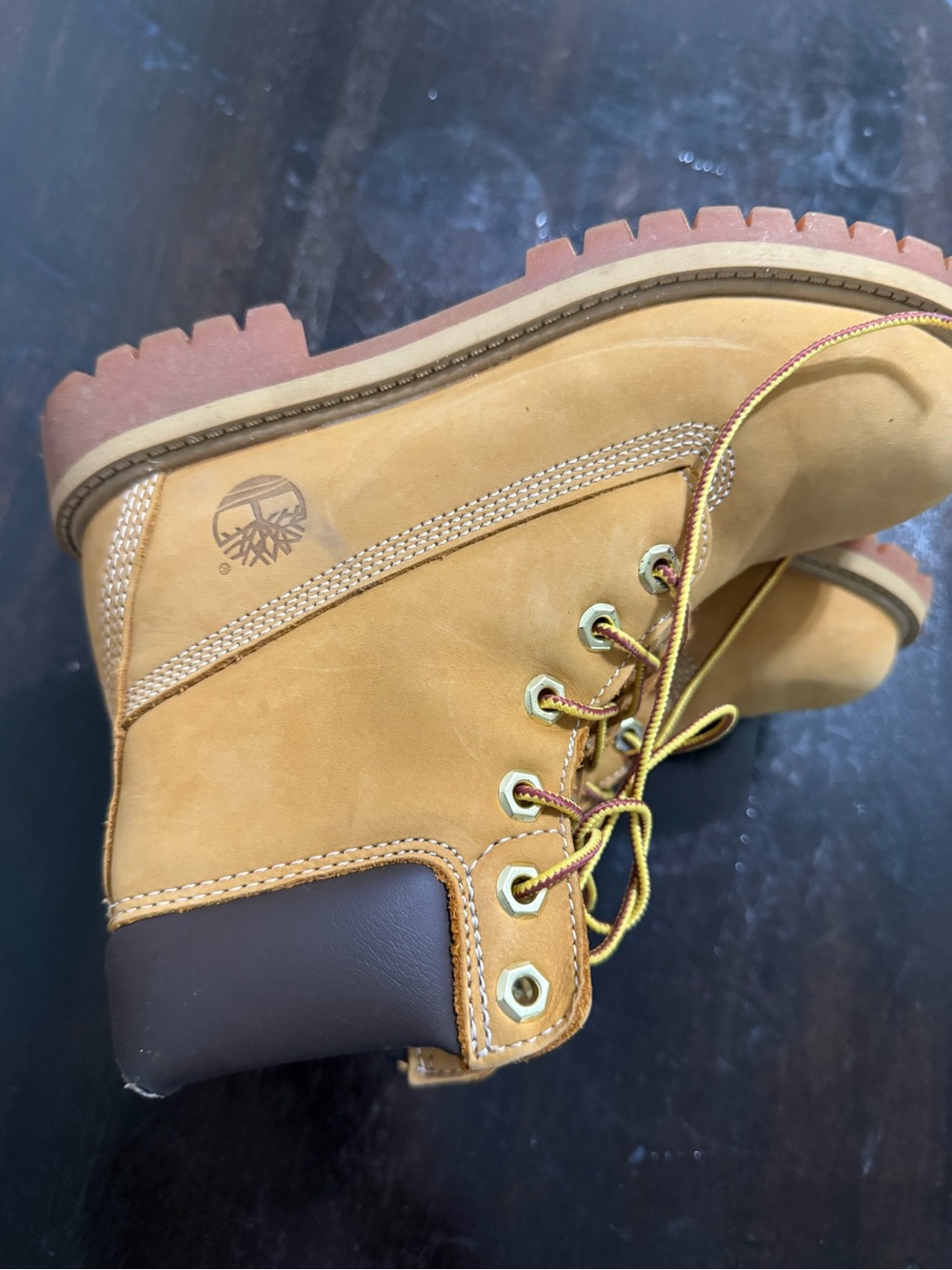 Timberland Kids Wheat/Nubuck Tan Lace-Up Boots with Gold Hardware - Picture 3 of 5